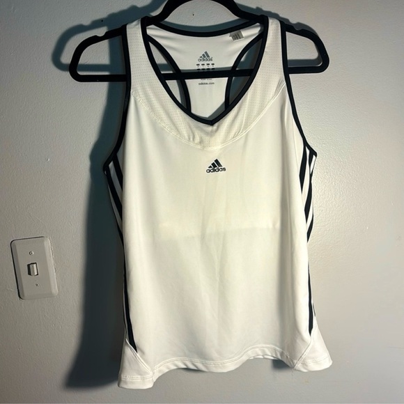 adidas Tops - adidas White Tank Top with Black Trim and Stripes
